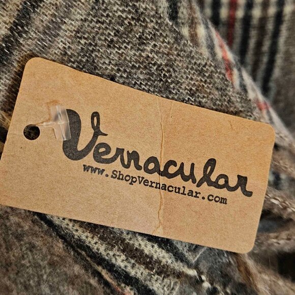 Vernacular Plaid Scarf | Academia Preppy Neutral Fall Accessory - NWT - Picture 4 of 5